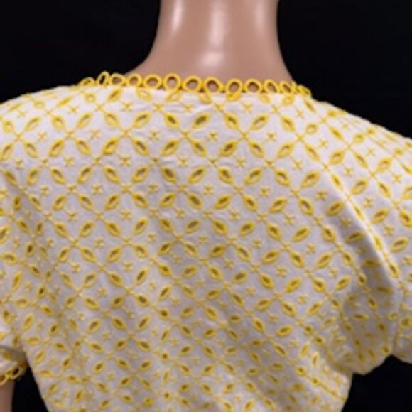 Gibson Latimer Cotton Midi Dress – Size M Yellow/White Embroidery Dress - Picture 7 of 9